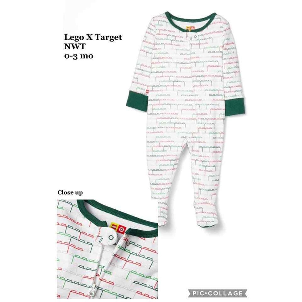 Lego‎ x Target Baby One Piece Sleeper Size 0-3 Months Red Green Bricks Christmas